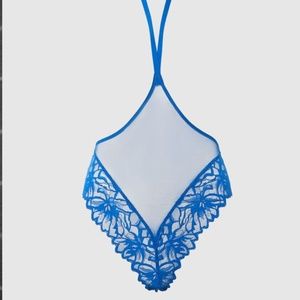 Royal Blue Floral Lace Lingerie La SENZA Halter